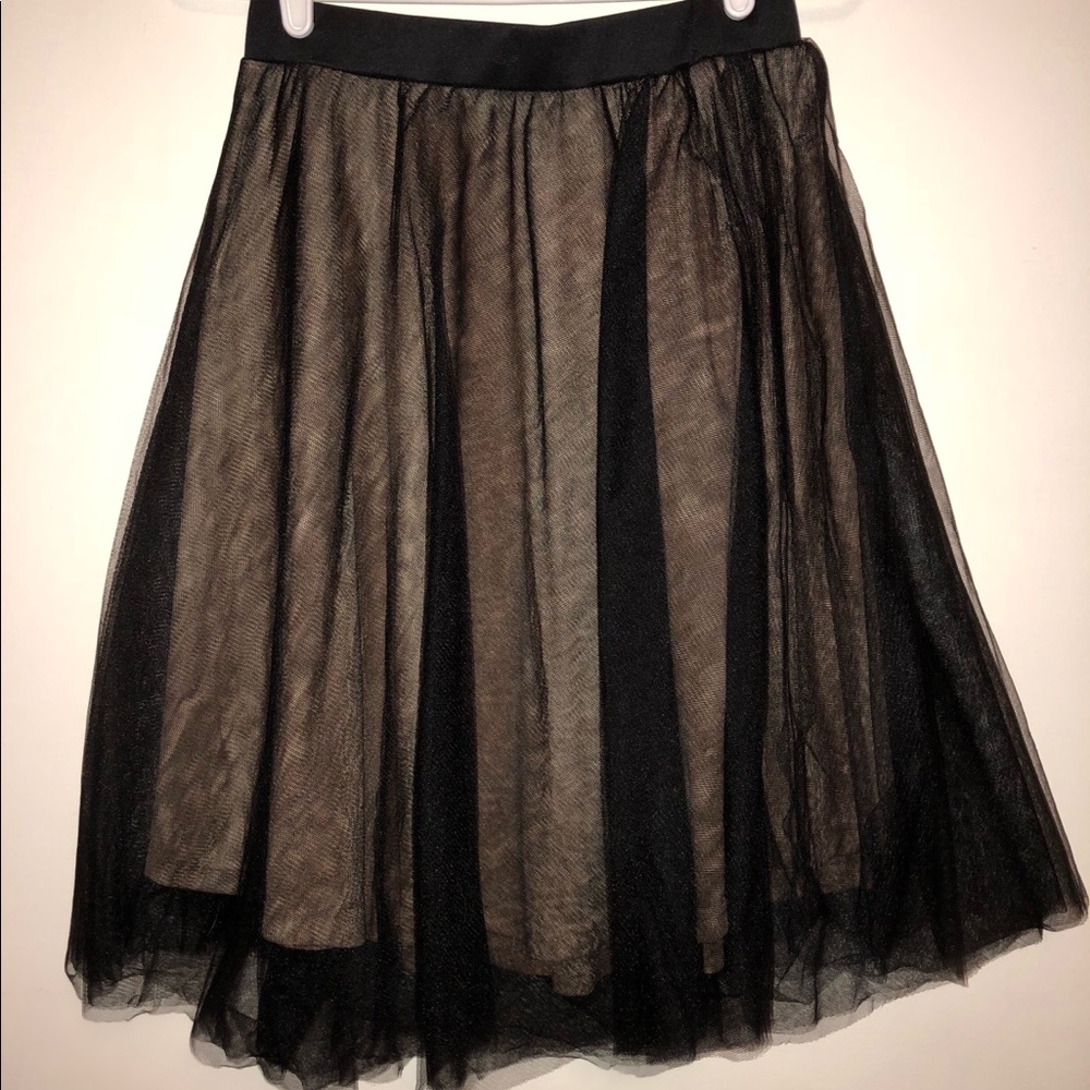 Black Tulle (Champagne Underlay) Knee Length Skirt